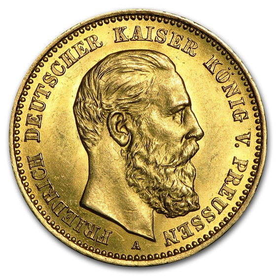 1888 Germany Gold 10 Mark Prussia Friedrich III Avg Circ 1888 Germany Gold 10 Mark Prussia Friedrich III Avg Circ